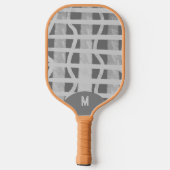 Wacky Boho Gray Monotone Painted Monogramed Pickleball Schläger (Rückseite)