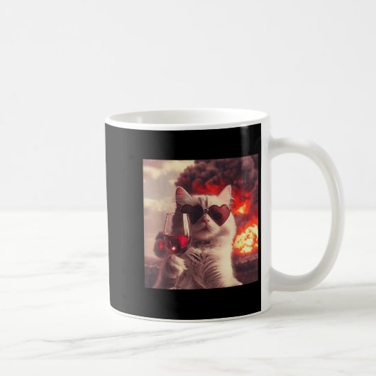 Wacky Cat Holding Wine Selfi With Fire Funny Sungl Kaffeetasse (Rechts)
