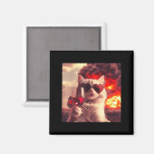 Wacky Cat Holding Wine Selfi With Fire Funny Sungl Magnet (Vorderseite/Rückseite)