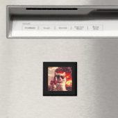 Wacky Cat Holding Wine Selfi With Fire Funny Sungl Magnet (In Situ (Geschirrspüler))