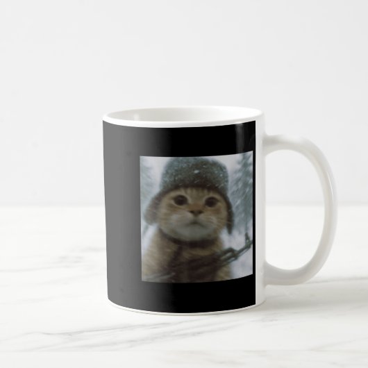 Wacky Cat Snow Kitten Soldier Selfie With Gun Meme Kaffeetasse (Rechts)