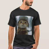 Wacky Cat Snow Kitten Soldier Selfie With Gun Meme T-Shirt (Vorderseite)