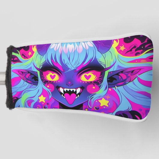 Wacky Demon Elf Anime Girl Tongue Out Golf Headcover (Vorderseite)