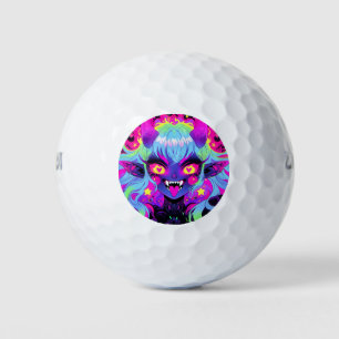 Wacky Demon Elf Anime Girl Tongue Out Golfball