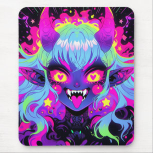 Wacky Demon Elf Anime Girl Tongue Out Mousepad