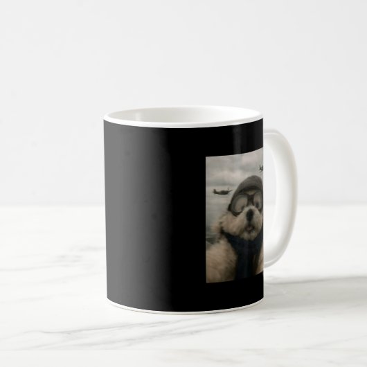 Wacky Dog Funny Dog Selfie Lot Jet Fighter Airplan Kaffeetasse (VorderseiteRechts)