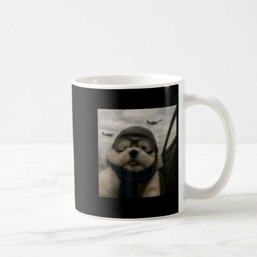 Wacky Dog Funny Dog Selfie Lot Jet Fighter Airplan Kaffeetasse (Rechts)