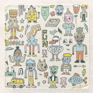 Wacky Doodles: Vintages Set Glasuntersetzer