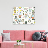 Wacky Doodles: Vintages Set Leinwanddruck (Insitu (Wohnzimmer))