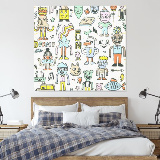 Wacky Doodles: Vintages Set Leinwanddruck (Insitu (Schlafzimmer))