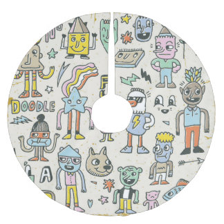 Wacky Doodles: Vintages Set Polyester Weihnachtsbaumdecke