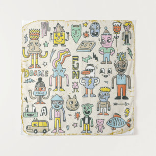 Wacky Doodles: Vintages Set Wandteppich
