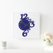 WacKy Fun Unique Royal Navy Blue Square Wall Clock Quadratische Wanduhr (Zuhause)