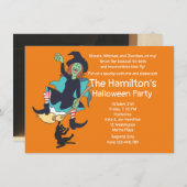 Wacky Halloween Hexenkatze Einladung (Vorne/Hinten)