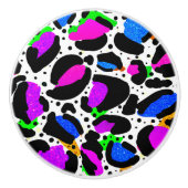 Wacky Leopard Vibrant Quirky Door Knobs Keramikknauf (Vorderseite)