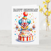 Wacky Little Birthday Party Clown Karte (Gelbe Blume)