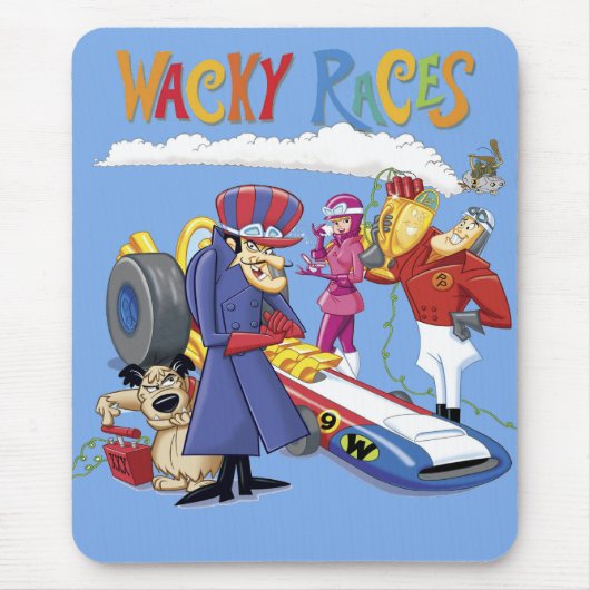 Wacky Races 60s 70s 90s 80s Cartoon Scifi Retro Mousepad (Vorne)