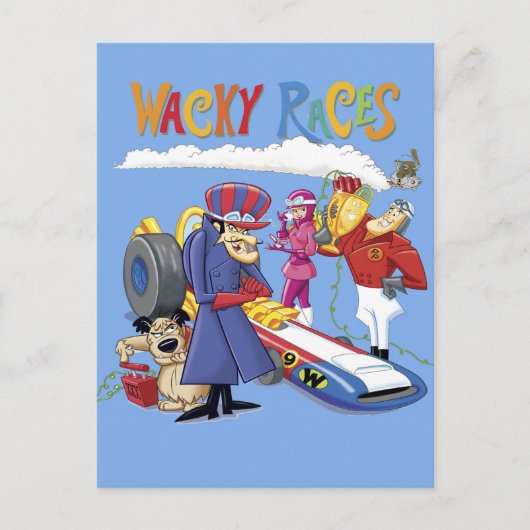 Wacky Races 60s 70s 90s 80s Cartoon Scifi Retro Postkarte (Vorderseite)