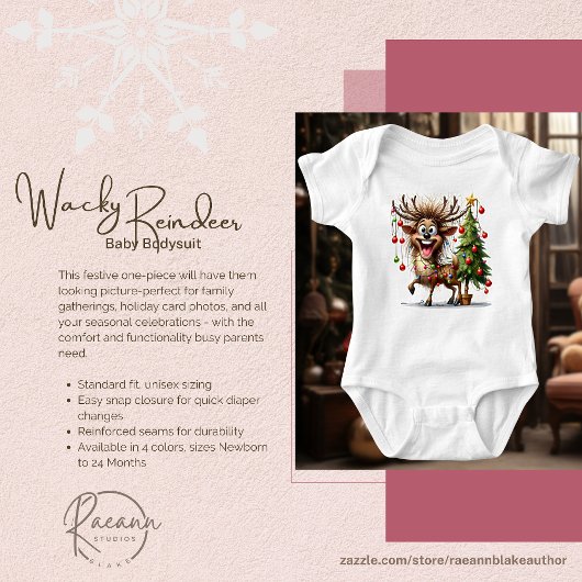 Wacky Reindeer Baby Bodysuit Baby Strampler