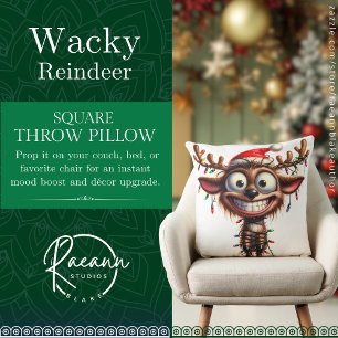 Wacky Rentier Square Throw Kissen