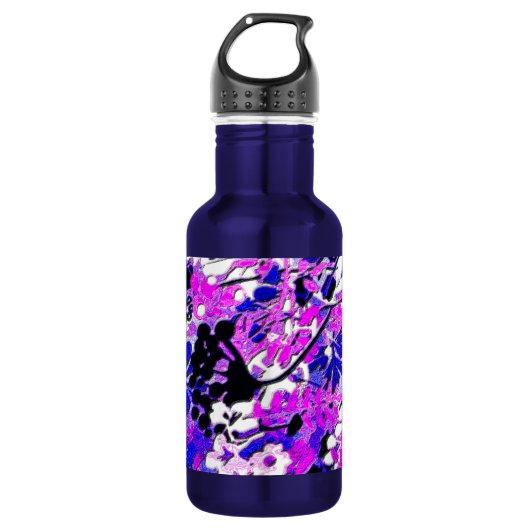 Wacky Retro Floral Edelstahlflasche (Vorderseite)