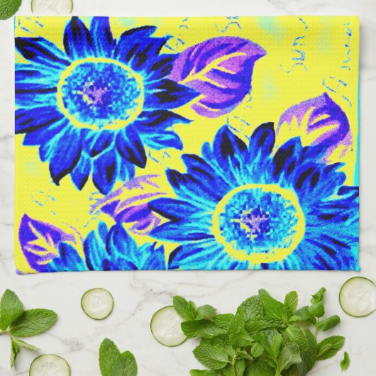 Wacky Sunblumen Geschirrtuch (Gefaltet)