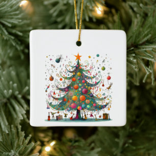 Wacky Whimsical Weihnachtsbaum, helle Farben Keramikornament