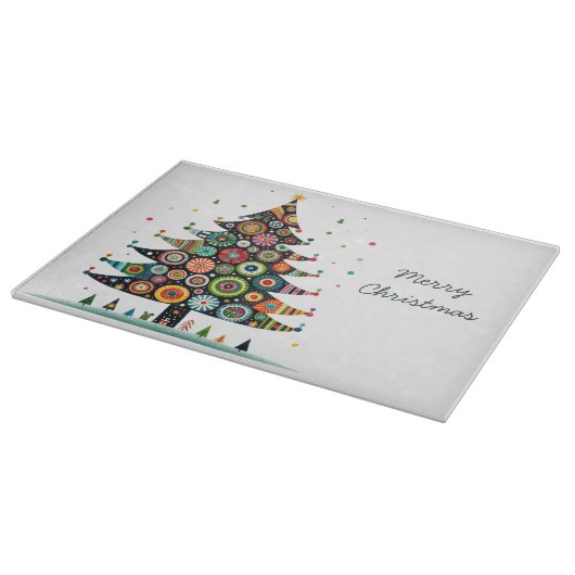 Wacky Whimsical Weihnachtsbaum, helle Farben, Schneidebrett (Ecke)