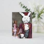 Wacky Wierd Steampunk Alice und Rabbit Postcard Postkarte (Stehend Vorderseite)
