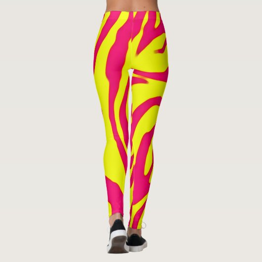 Wacky Zebra Stripes die rosa u. gelben Leggings (Rückseite)