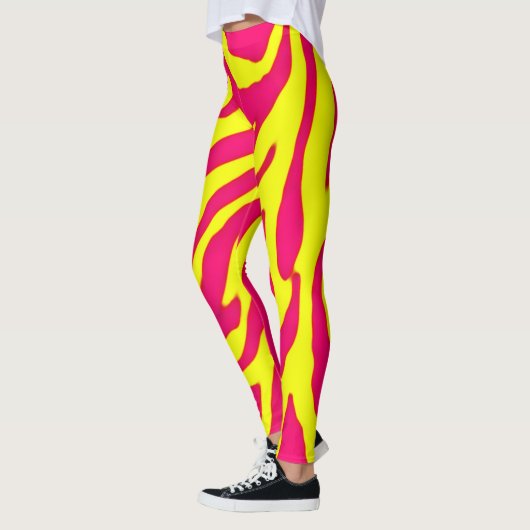 Wacky Zebra Stripes die rosa u. gelben Leggings (Links)