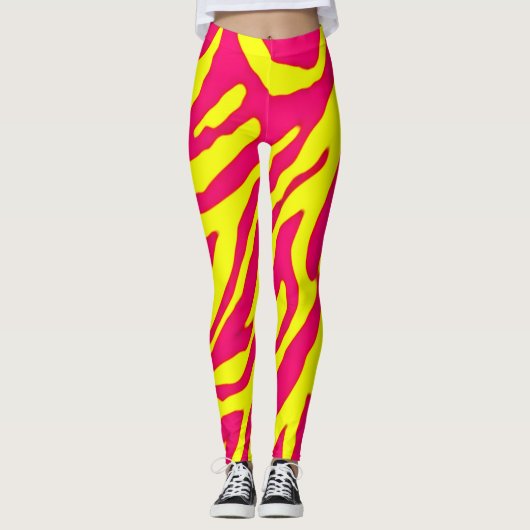 Wacky Zebra Stripes die rosa u. gelben Leggings (Vorderseite)