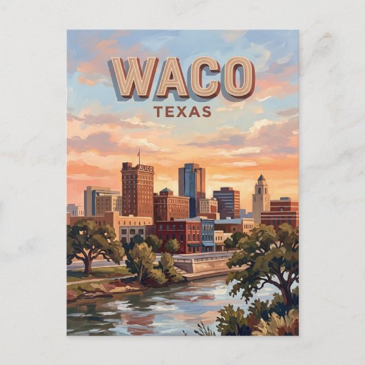 Waco Skyline Texas Postkarte (Vorderseite)