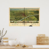 Waco Texas 1892 Antique Panoramabalkarte Poster (Küche)