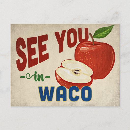 Waco Texas Apple - Vintage Travel Postkarte (Vorderseite)