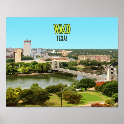 Waco Texas Brazos River Downtown Vintag Poster (Vorne)