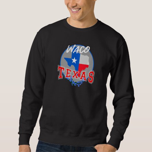 Waco Texas in Red White & Blue Bonnet Flower Sweatshirt (Vorderseite)