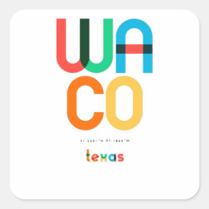 Waco Texas Mitte Jahrhundert, Pop Art, Quadratischer Aufkleber
