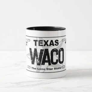 Waco Texas schwarze Nummernschild Tasse