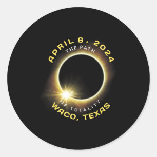 Waco Texas Solar Eclipse Totality 8. April 2024 Runder Aufkleber