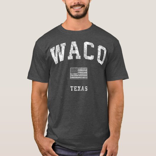 Waco Texas TX Vintage American Flag T-Shirt (Vorderseite)