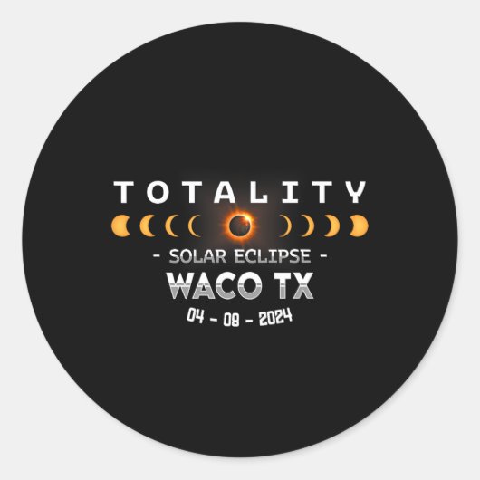Waco Tx Total Solar Eclipse 2024 Runder Aufkleber (Vorderseite)
