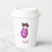 Waddle dann Swaddle Pink Baby Dusche Pappbecher (Vorderseite)