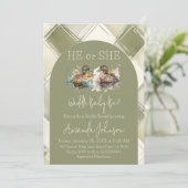 Waddle ist die Genderoffenbarung für grüne Mallard Einladung (Stehend Vorderseite)