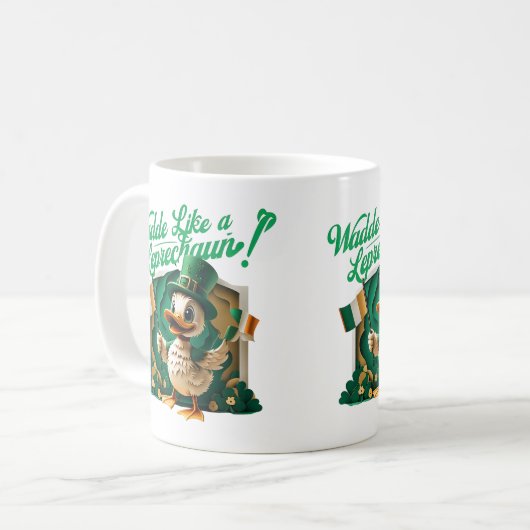 Waddle Like a Leprechaun" St. Patrick's Day Duckli Kaffeetasse (Vorderseite Links)