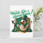 Waddle Like a Leprechaun" St. Patrick's Day Party Einladung (Stehend Vorderseite)