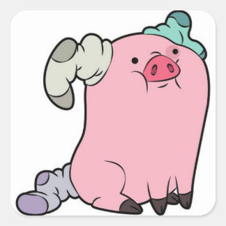 Waddles in socks quadratischer aufkleber
