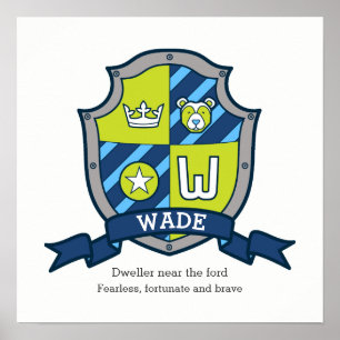 Wade Jungenname Bedeutung Bär Buchstabe W grünes W Poster