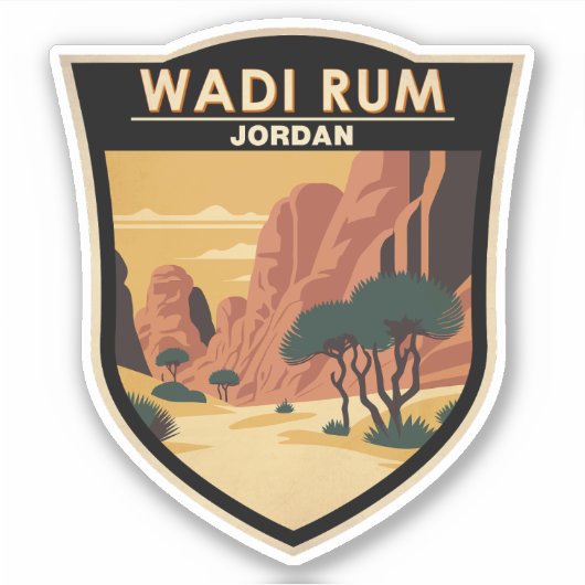 Wadi Rum Jordan Reisen Vintag Aufkleber (Vorderseite)