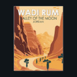 Wadi Rum Jordan Reisen Vintag Postkarte<br><div class="desc">Wadi Rum Vektorgrafik. Auch bekannt als das Tal des Mondes ist es ein Tal,  das in den Sandstein und Granitfelsen im Süden Jordaniens geschnitten ist.</div>